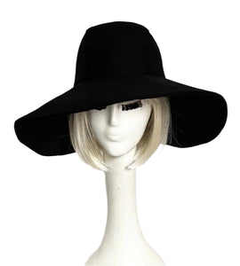 Black Cotton Twill Sun Hat