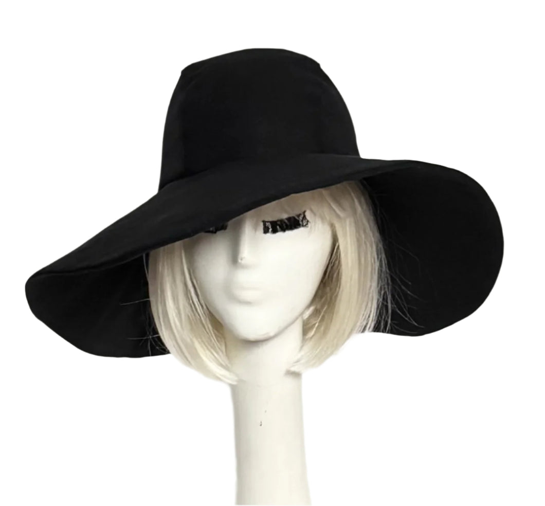Black Cotton Twill Sun Hat