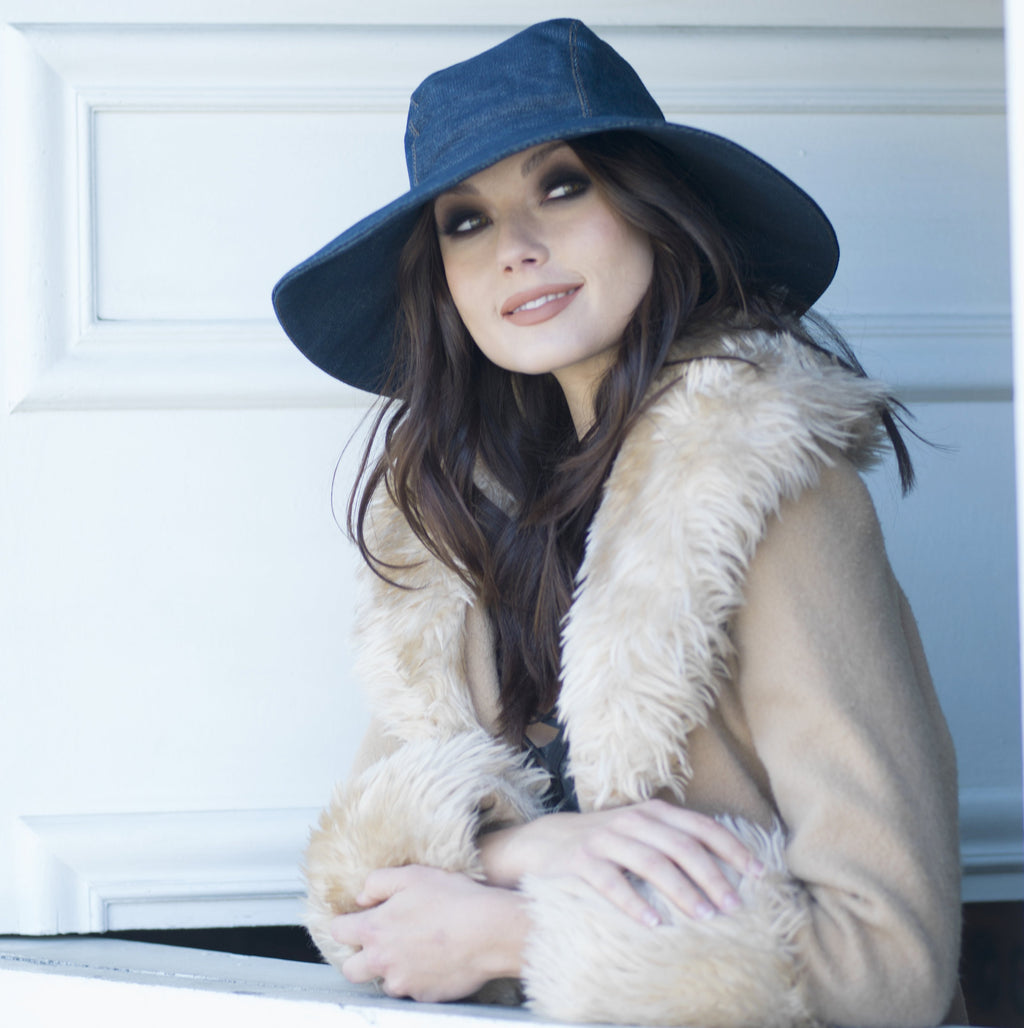 Wide Brim Denim Hat