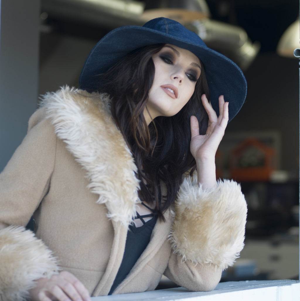 Wide Brim Denim Hat