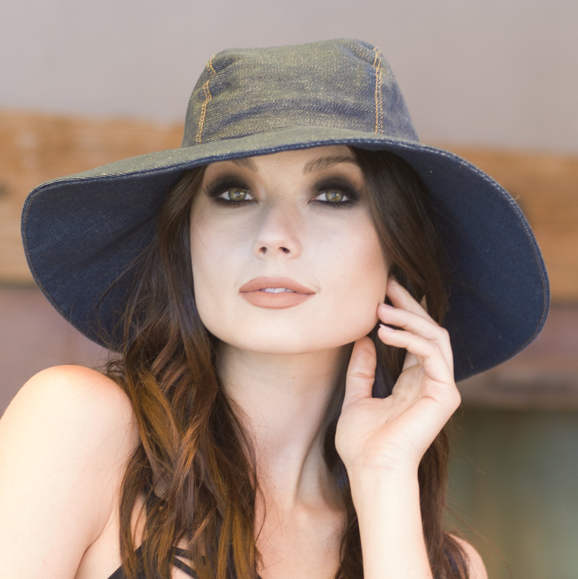 Wide Brim Denim Hat