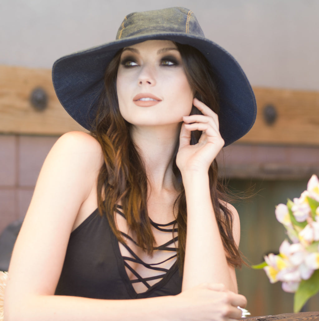 Wide Brim Denim Hat