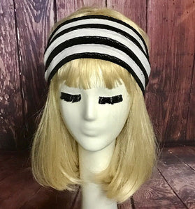 Striped Black White Knit Headband