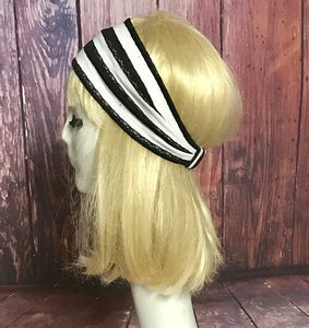 Striped Black White Knit Headband