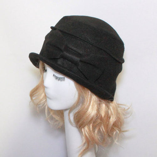 Wool Cloche Hat Bow