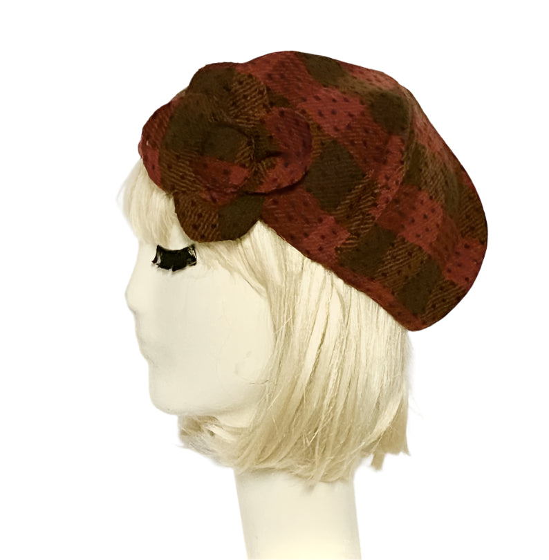 Red Wool Beret Flower