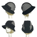 Cloche Hat Black Wool / Houndstooth Bow