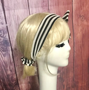 Black and White Headband Tie with a Scrunchie
