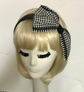 Black &White Checkered Bow headband