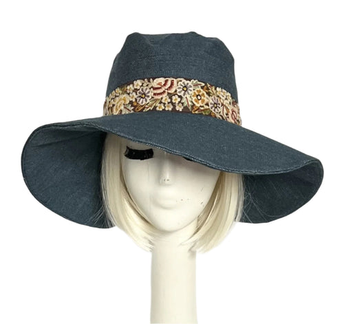 Boho Denim Sun Hat.