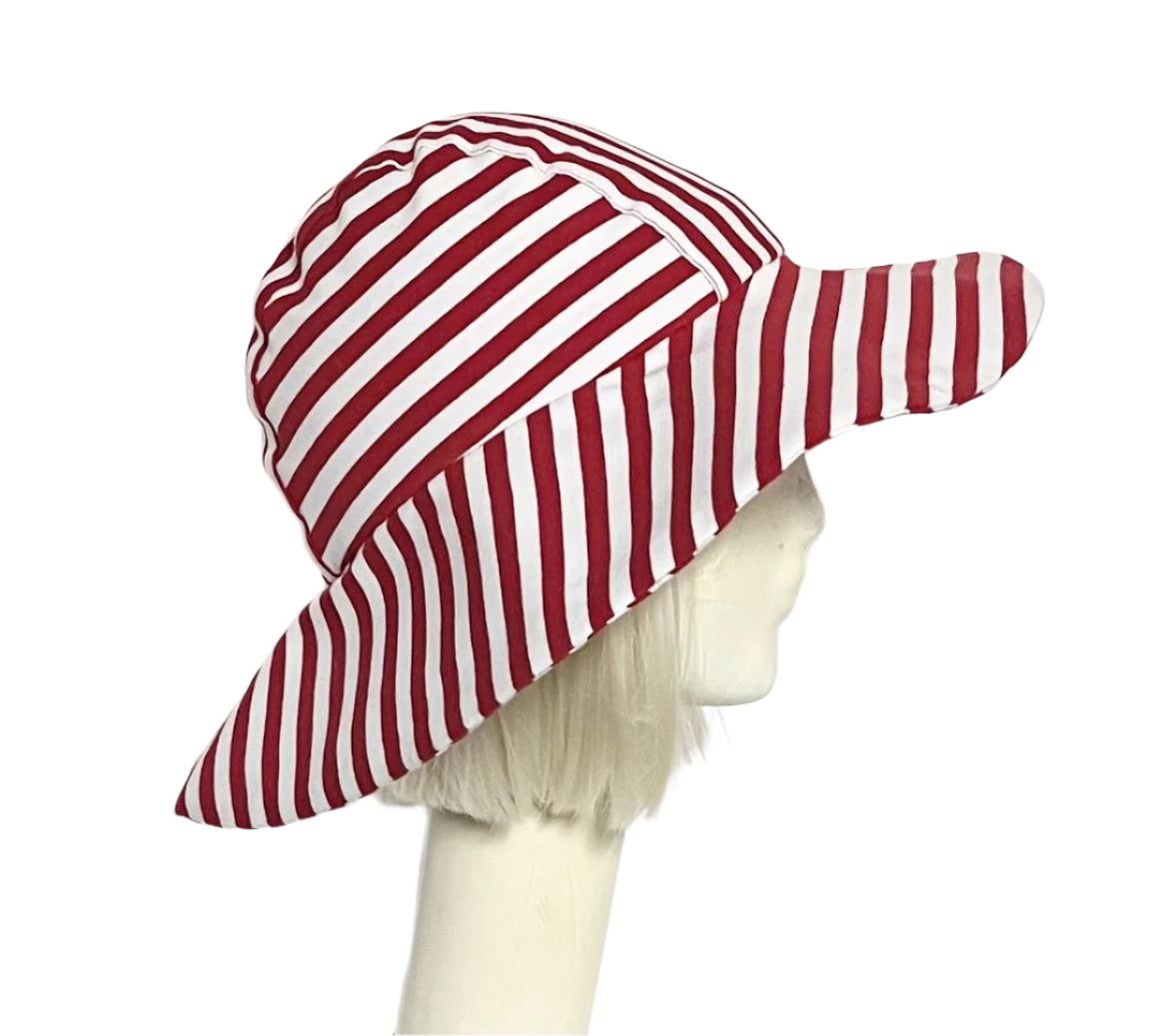 Red White Striped Sun Hat