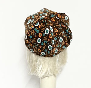 Brown Velveteen Floral Beret