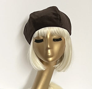 Brown Velveteen Beret Hat