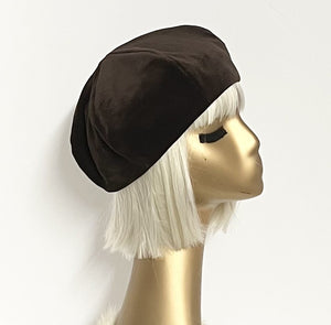 Brown Velveteen Beret Hat