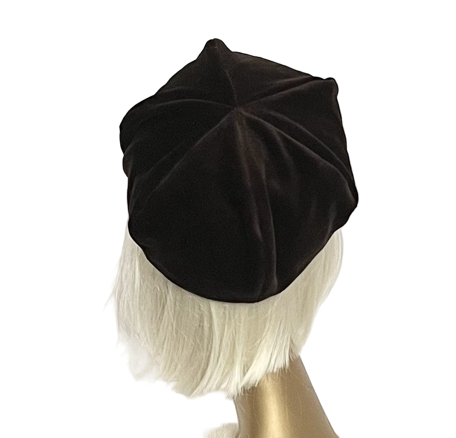 Brown Velveteen Beret Hat