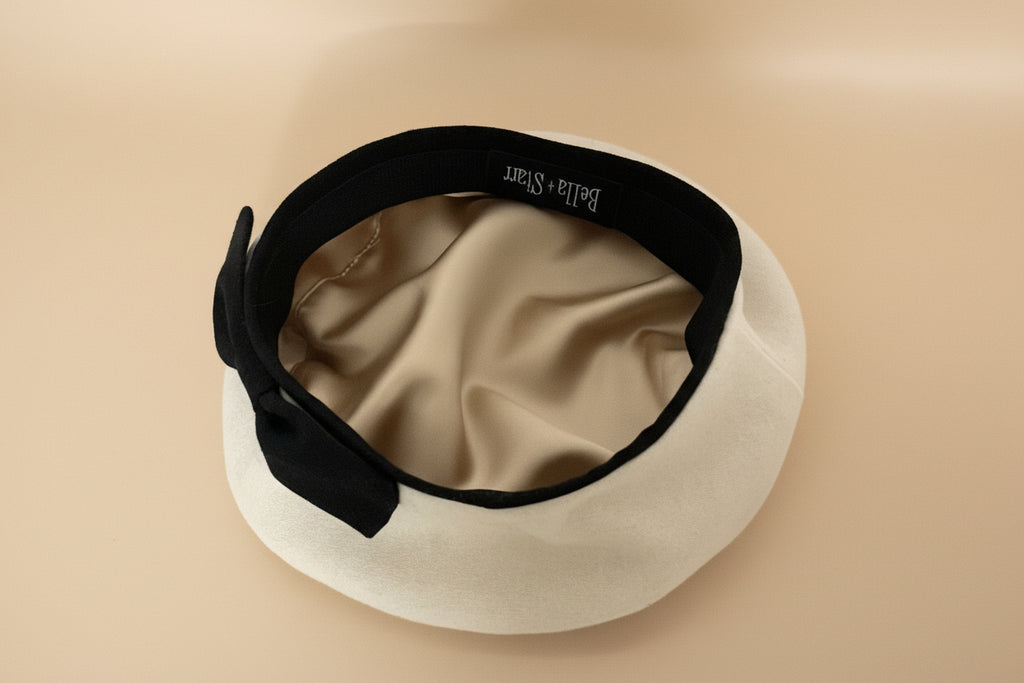 White Beret Hat Bow