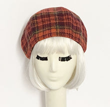 Load image into Gallery viewer, Red Plaid Beret Hat