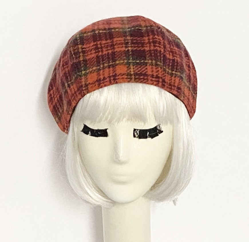 Red Plaid Beret Hat