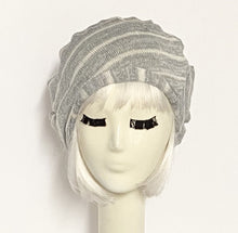 Load image into Gallery viewer, Beret Hat Grey &amp; White Striped