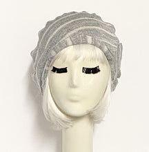 Load image into Gallery viewer, Beret Hat Grey &amp; White Striped