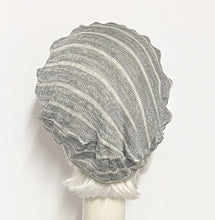 Load image into Gallery viewer, Beret Hat Grey &amp; White Striped