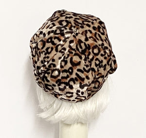Leopard Velvet Beret Hat