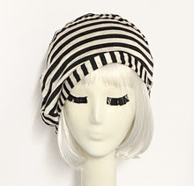 Load image into Gallery viewer, Beret Hat Black &amp; White Striped