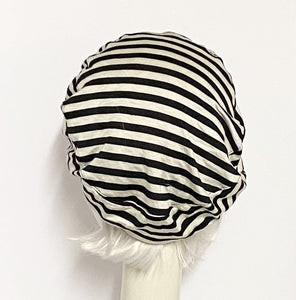 Beret Hat Black & White Striped
