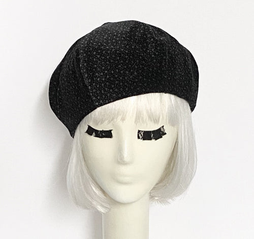 Black Velvet Floral Beret