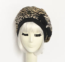 Load image into Gallery viewer, Beret Hat Leopard Faux Fur