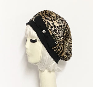 Beret Hat Leopard Faux Fur