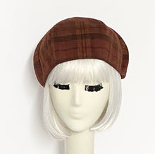 Load image into Gallery viewer, Rust Plaid Beret Hat
