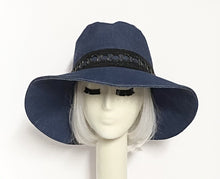 Load image into Gallery viewer, Denim Wide Brim Hat Black Band
