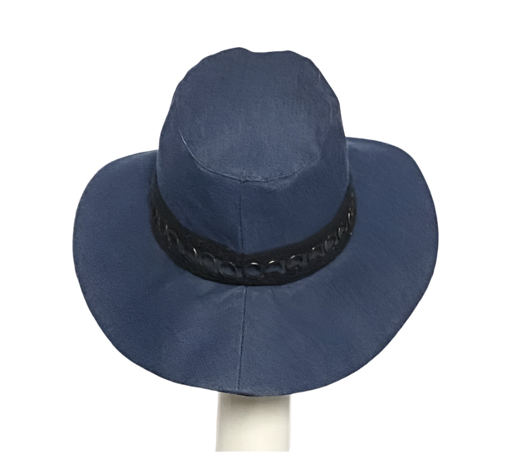 Denim Wide Brim Hat Black Band