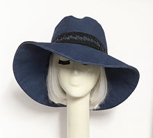 Load image into Gallery viewer, Denim Wide Brim Hat Black Band