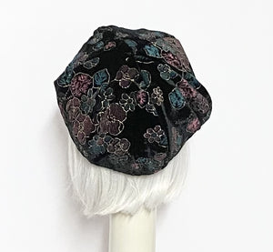 Black Velvet Floral Beret