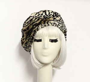 Beret Hat Leopard Faux Fur