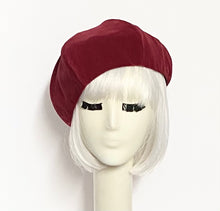 Load image into Gallery viewer, Red Velveteen Beret Hat