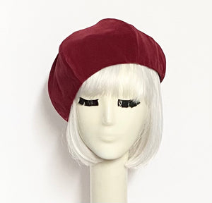 Red Velveteen Beret Hat