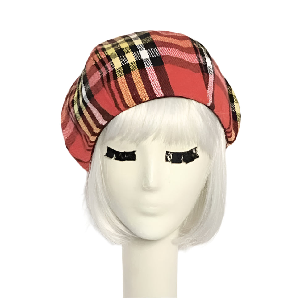 Plaid Beret Hat
