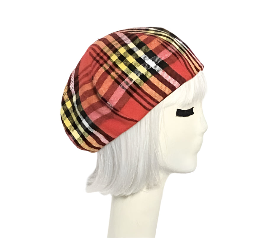 Plaid Beret Hat