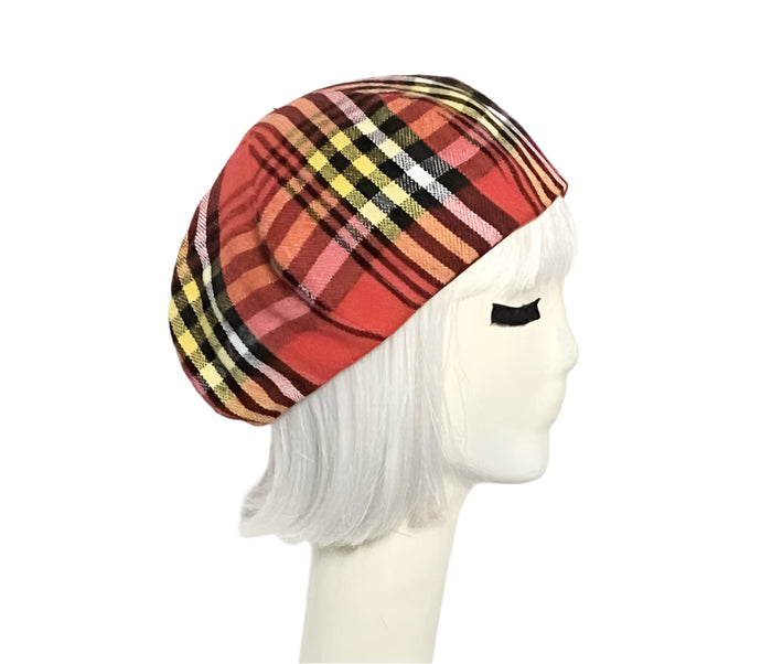 Plaid Beret Hat