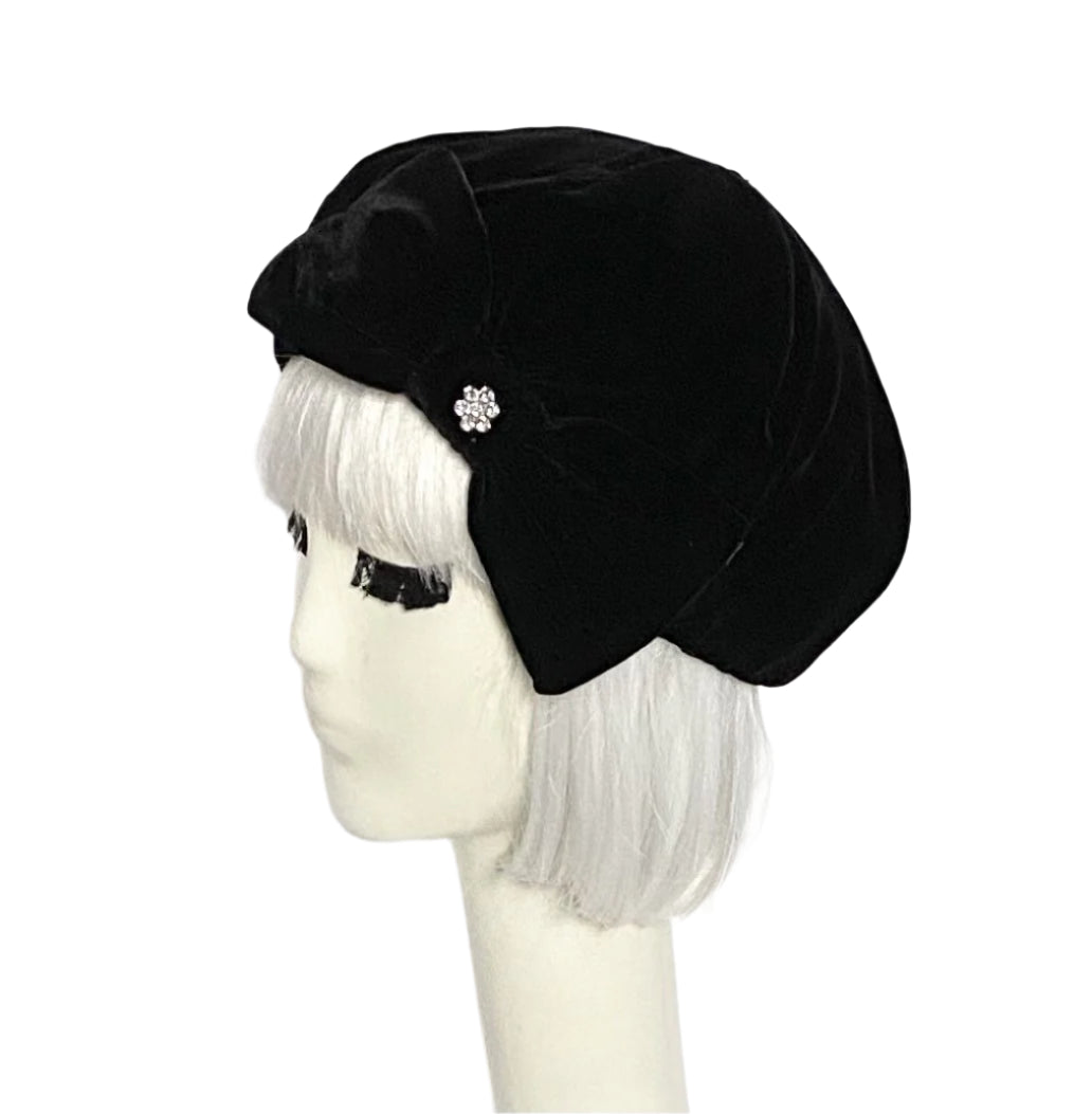 Velvet Beret Hat Bow