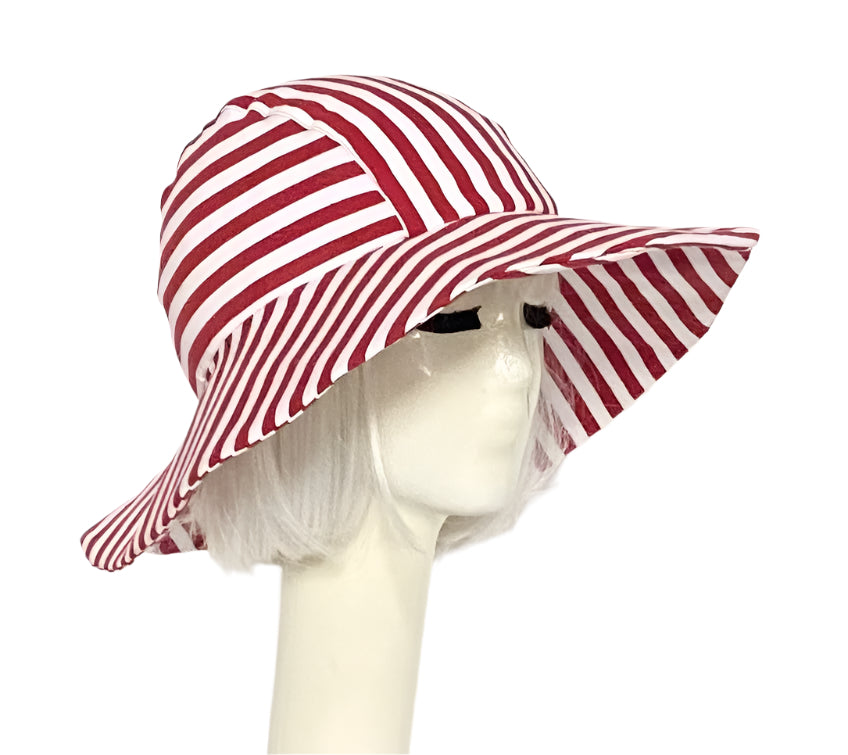Red White Striped Sun Hat