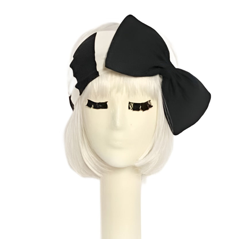 Striped Black & White Headband Bow