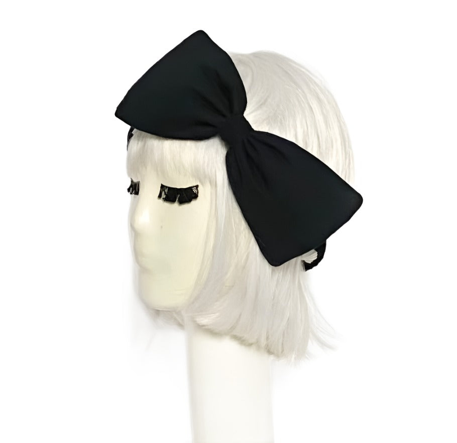 Striped Black & White Headband Bow