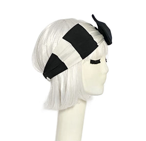 Striped Black & White Headband Bow