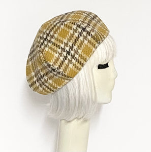 Wool Plaid Beret Hat