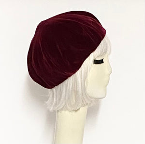 Burgundy Velvet Beret Hat