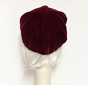 Burgundy Velvet Beret Hat